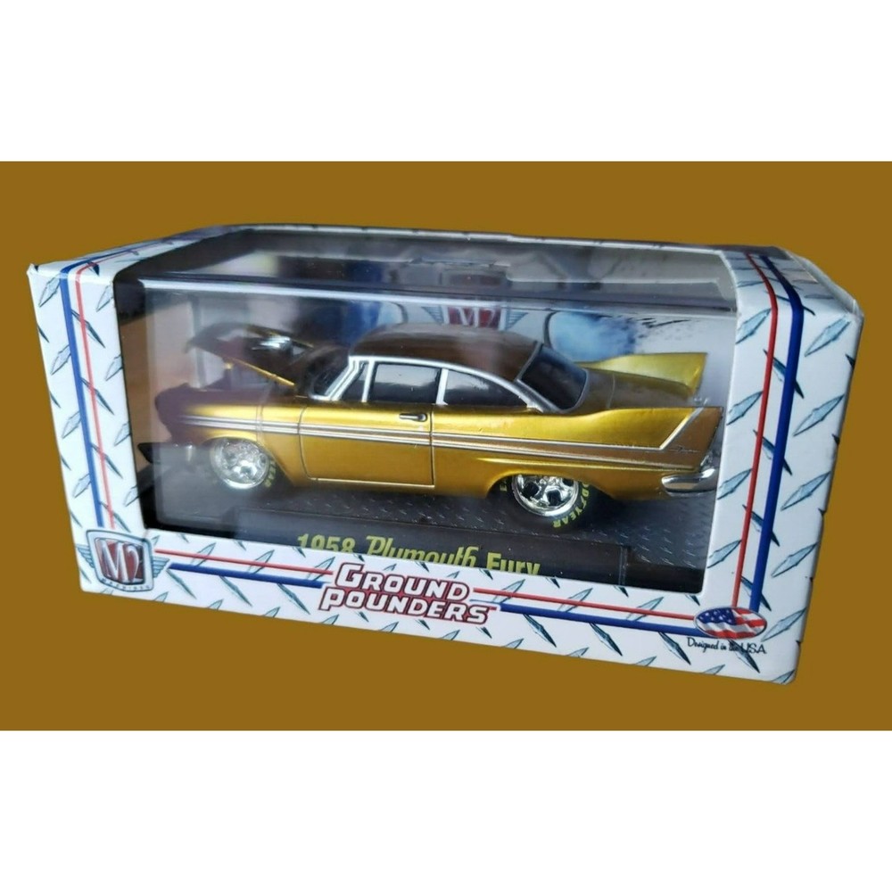 2009 M2 Machines 1958 Plymouth Fury Ground Pounders Release 01 1:64 Gold 09-06